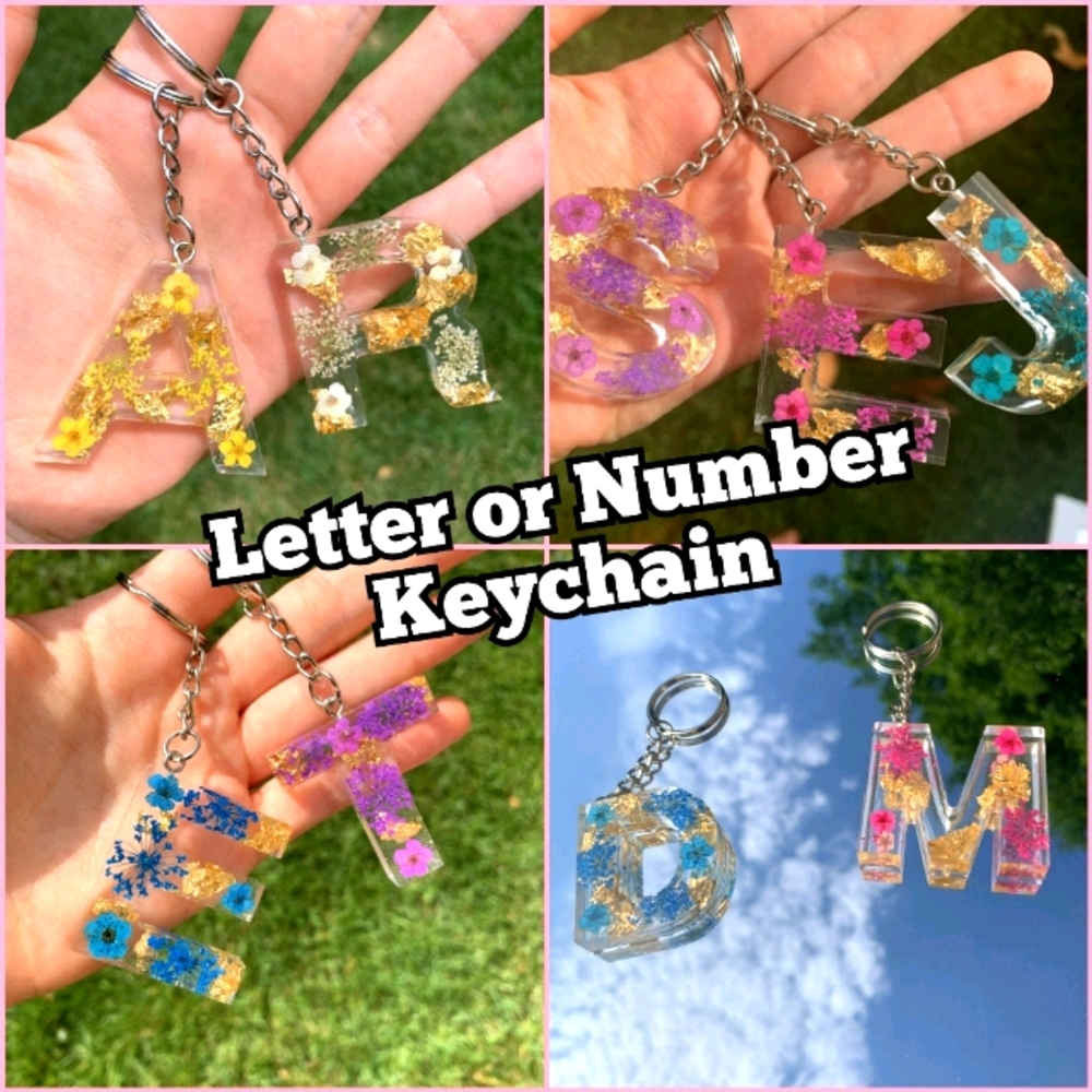 2 Custom Resin Letter or Number Keychain